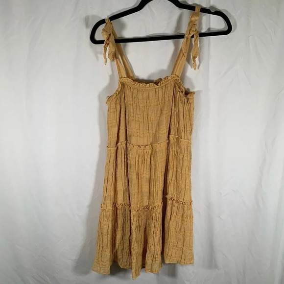 altar'd state Mini Dress Women's Small Yellow Tiered Sleeveless Sundress - Picture 1 of 8
